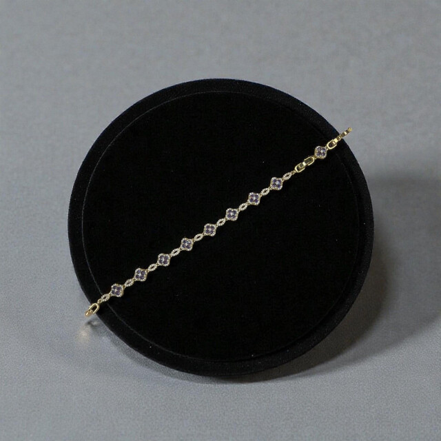 Vip Yonca Bileklik Gold // 244 - Mor